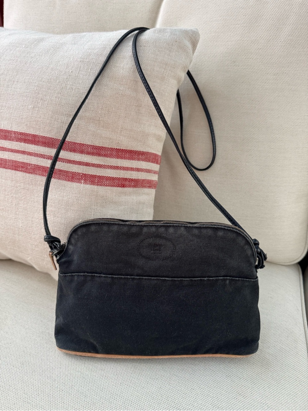 Hermes Bolide Canvas Pochette Crossbody Bag in Black 9 x 6